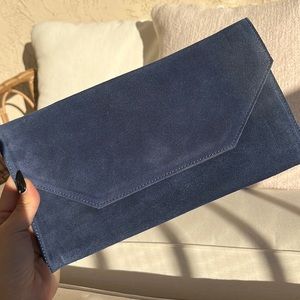 NEW navy blue suede clutch bag